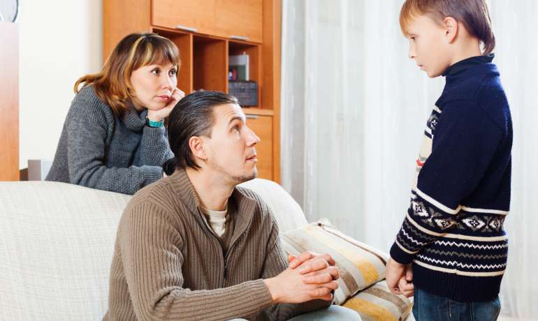 ordinary parents berating teenager son